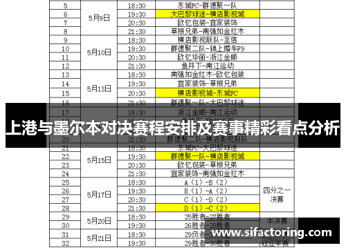 上港与墨尔本对决赛程安排及赛事精彩看点分析